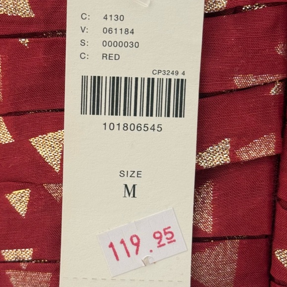 Anthropologie Red Dress Size Medium with Geo Gold Details NWT - Picture 5 of 5